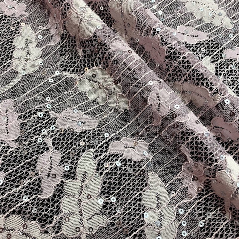 Leaf Sequin Iridescent Polyester Lace Fabric Wholesale Supplier 11